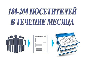 180-200 посетителей на сайт ежедневно в течение месяца