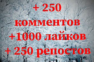 + 250 комментариев +1000 лайков +250 репостов