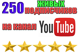 250 живых подписчиков на YouTube канал. Качественно. Безопасно