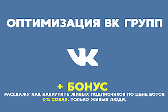 Оптимизация ВК групп. Помогу оптимизировать Вашу группу