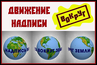 Движение надписи вокруг земли. Баннер.GIF-анимация. Гифка