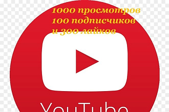 100 подписчиков, 1000 просмотров и 300 лайков на YouTube
