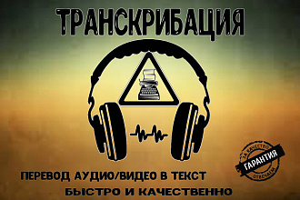 Транскрибация аудио и видео в текст 60 мин