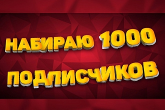 Набираю 1000 живых подписчиков на ютуб канал
