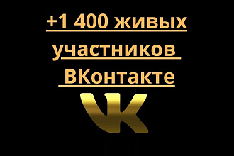 Акция. 1400 ЖИВЫЕ участники в группу ВКонтакте, без ботов +