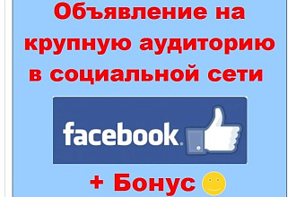 Реклама в социальной сети Фейсбук - Объявление на крупную аудиторию