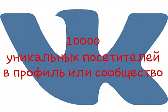Добавлю 10000 уникальных посетителей в профиль или сообщество ВК