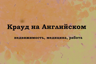 Крауд на Английском под недвижимость, медицину и работу