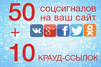 50 ссылок из социальных сетей + 10 крауд-ссылок