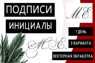 Подписи, инициалы