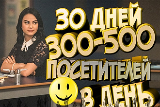300-500 посетителей в день в течение месяца + Комментарии