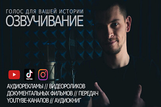 Озвучу аудиорекламу, видеоролик, фильм, презентацию, аудиокнигу