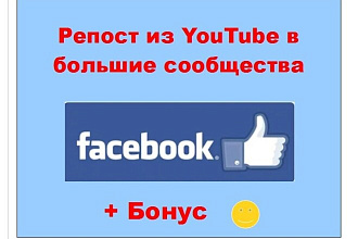 Репост из Ютуб в Фейсбук - Расскажу о Вашем видео в больших пабликах