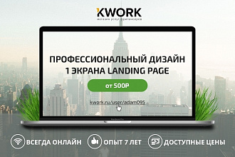 Профессиональный дизайн 1 экрана Landing Page