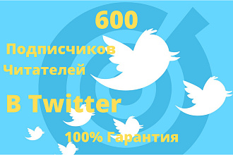 600 Подписчиков, читателей в Twitter + бонус бонус выбираете сами