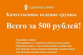 Профессиональное ведение группы в одноклассниках