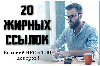 20 жирных трастовых ссылок. Высокий ИКС и ТИЦ сайтов доноров