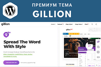 Установлю премиум тему Gillion для WP + бонус