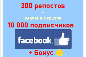 Фейсбук share - 300 репостов в группы социальной сети + бонус