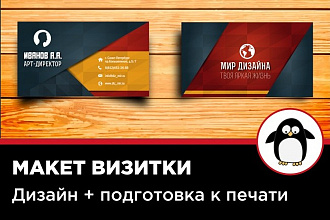 Дизайн и верстка макета визитки