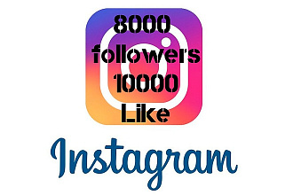 8.000 Подписчиков на ваш профиль instagram + 10.000 лайков