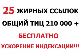 25 трастовых ссылок общий ТИЦ 210 000 + бесплатно ускорение индексации