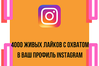 4000 живых лайков с охватом в ваш профиль Instagram