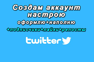 Создам аккаунт Twitter, оформлю - перенос информации с других соцсетей