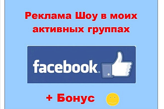 Реклама шоу в Facebook - Размещу инфо о мероприятии в крупных группах