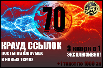 70 форумных ссылок в новых темах + 1 текст рост ИКС и позиций