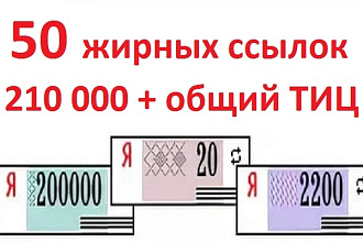 50 жирных ссылок + бонус Общий ТИЦ 210 000