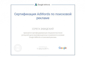 Профессиональная настройка рекламной компании Google Adwords