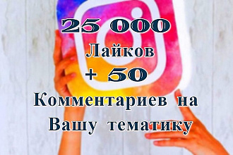 25000 лайков + 50 комментариев на Вашу тематику