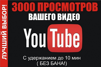 3000 просмотров видео с удержанием на YouTube. Плюс 500 лайков