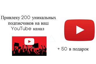 Привлеку 200 уникальных подписчиков на ваш YouTube канал