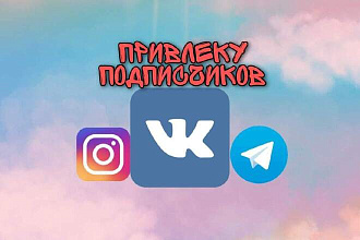 Привлеку подписчиков на ваш профиль в vk ,inst,telegram