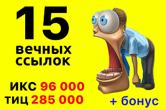 15 ссылок. ИКС 96000. Суммарный ТИЦ выше 285000 + Бонусы
