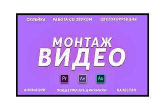 Монтаж видео с анимациями, обработкой звука - любой сложности