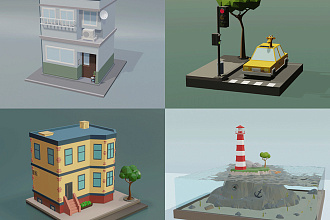 Сделаю Low-poly 3d модели окружения для вашей игры