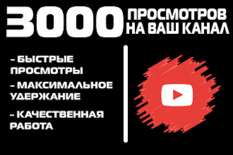 3000 просмотров с удержанием на YouTube канал