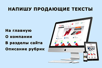 Текст на главную страницу сайта, о компании, в разделы и рубрики