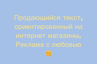 Продающийся текст , ориентированный на интернет- магазины. Реклама