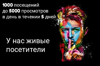 1000 посещений и до 5000 просмотров в день на ваш сайт в течение 5 дней