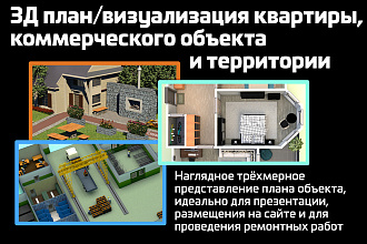 Сделаю 3Д визуализацию объекта, территории. 3Д план. 3Д планировка