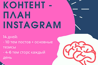 Контент-план для Instagram 14 дней-10 тем постов, сторис каждый день