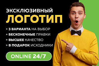 Разработка логотипа, уникальные дизайн решения, бесконечные правки
