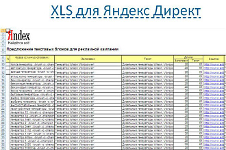 Создам файл для заливки в Яндекс. Директ