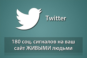 180 соц сигналов на ВАШ сайт из Twitter от живых пользователей