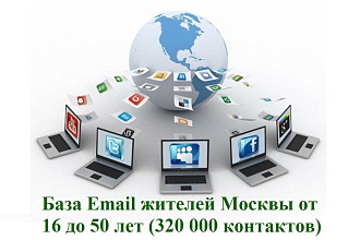 База Email жителей Москвы от 16 до 50 лет - 320 000 контактов
