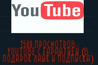 1500 просмотров youtube с гарантией плюс подарок лайки и подписки